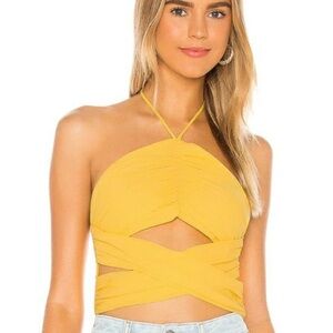 Revolve Superdown Yellow Halter Top